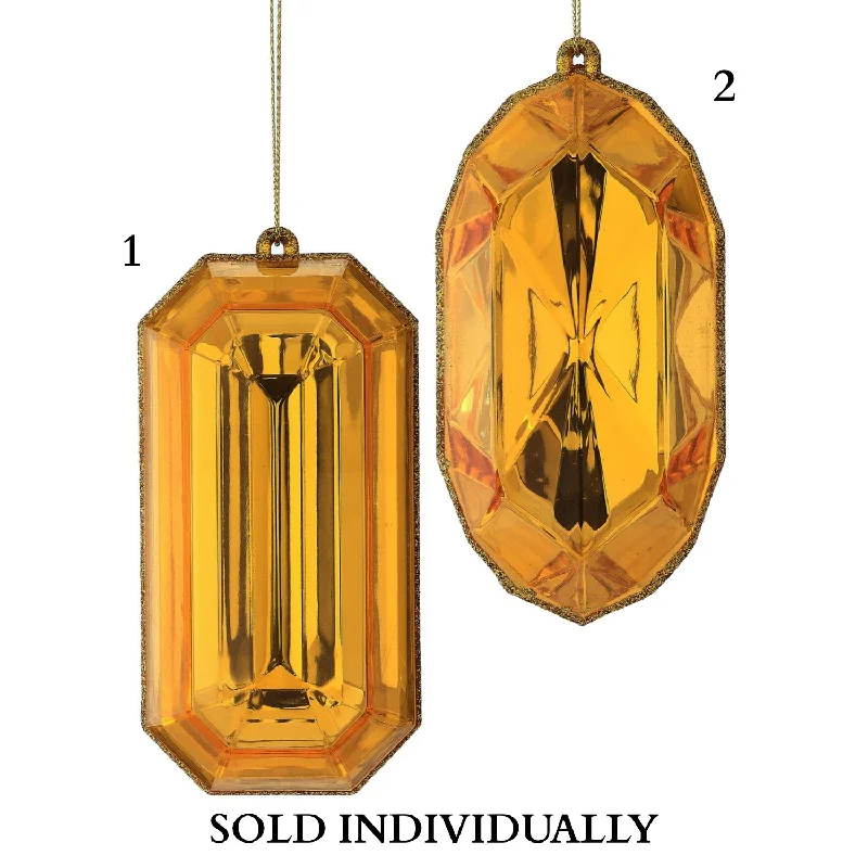 5" Acrylic Precious Gem Ornament (Gold) (2 Styles - Sold individually)