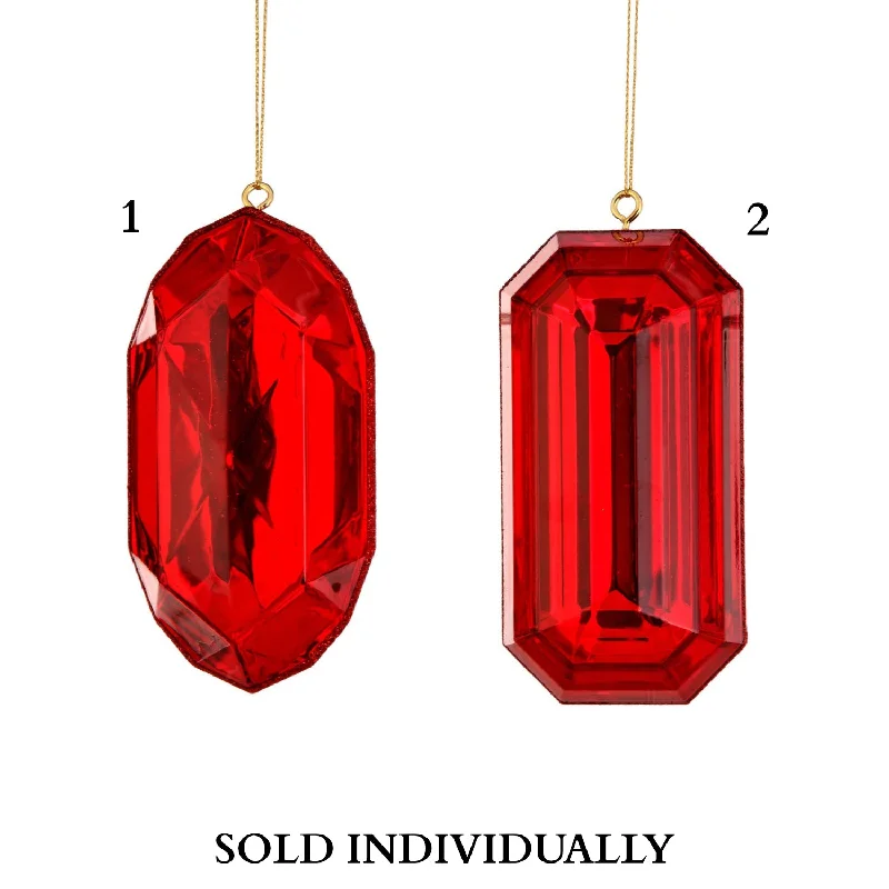 5" Acrylic Precious Gem Ornament (Red) (2 Styles - Sold individually)