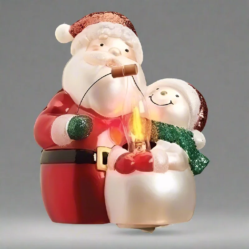 Santa & Snowman Flicker Flame Night Light, 5"