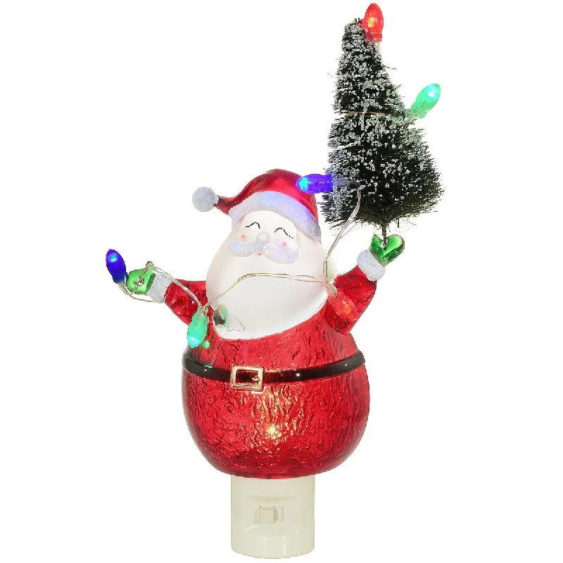 Santa W/ Tree & Christmas Lights Night Light, 6.5"