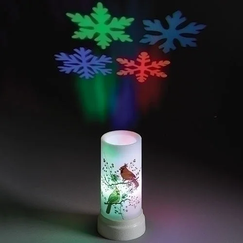 Cardinal on Branch LED Candle Snowflake Projector, 6.75"