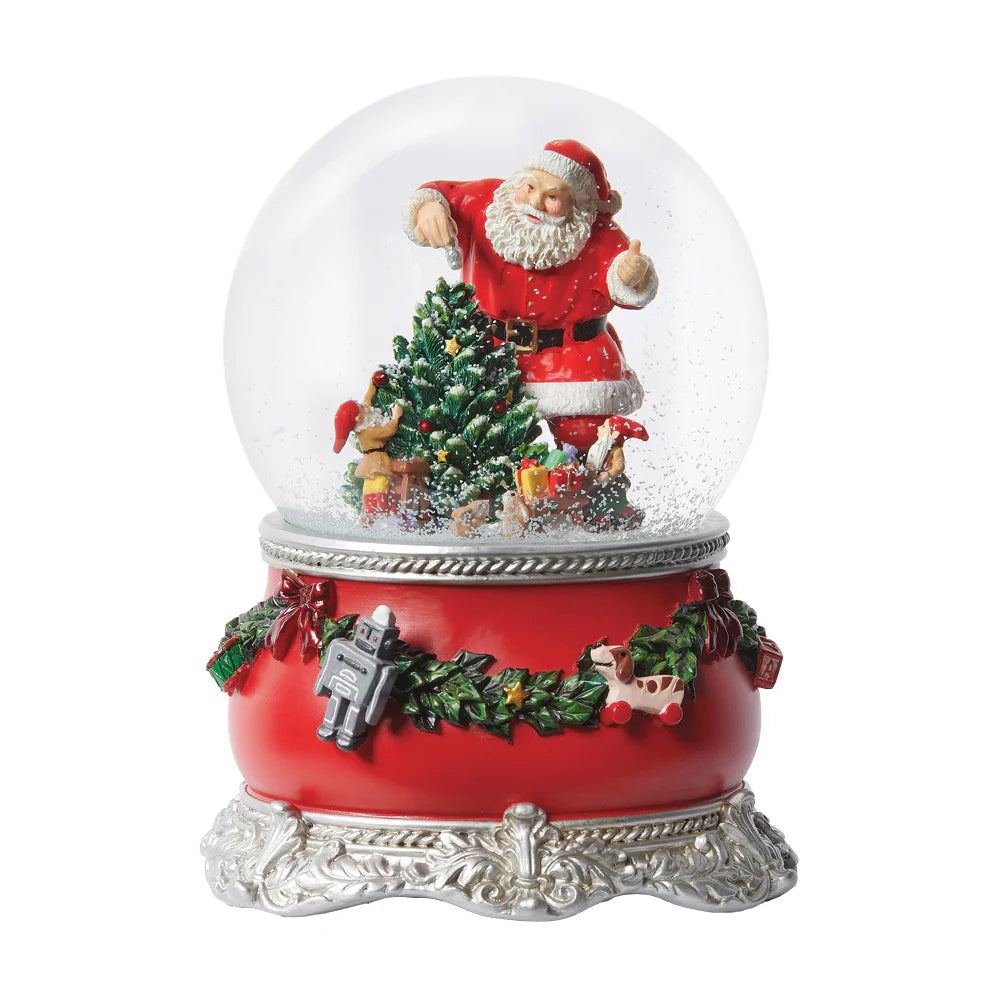 Santa And Elves Musical Glitterdome, 6"