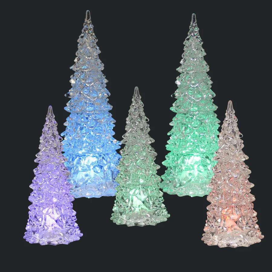 LED Lighted Trees, Set of 5, 7-9"