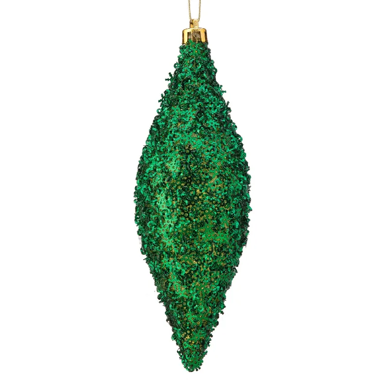 Metallic Snowflake Finial Ornament, 7" (Green)