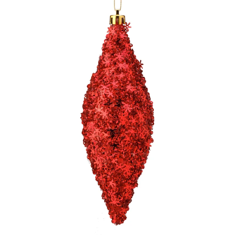 Metallic Snowflake Finial Ornament, 7" (Red)