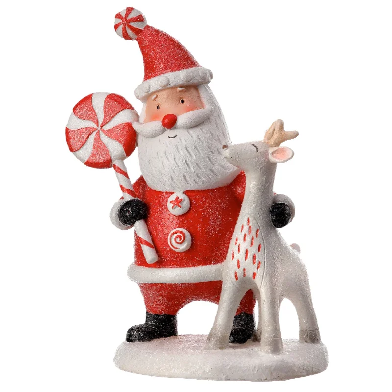 Peppermint Santa W/ Lollipop Figurine, 7"