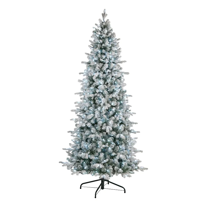 7.5 ft. Pre-Lit Snowy Comet Slim Blue Tree with LED Lights