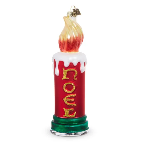 8" Noel Candle Glass Ornament