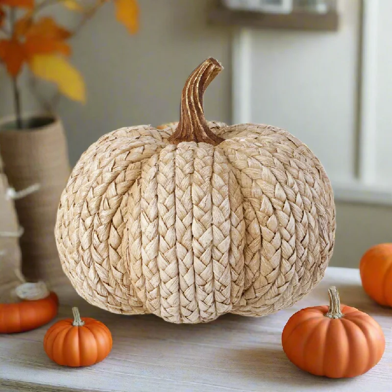 8" Resin "Rattan" Weave Pumpkin