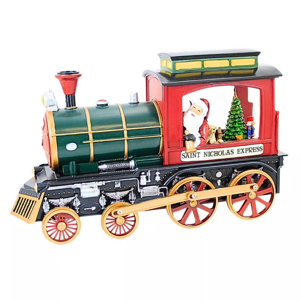 Musical LED Train With Santa And Rotating Tree, 9"