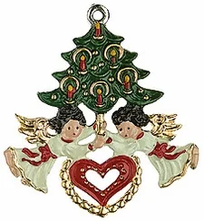 Angel, Heart and Tree Pewter Ornament by Kuehn Pewter