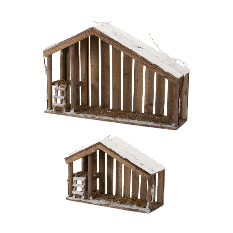 Creche - Wood (Set of 2) 15.5"L x 6"W x 10.5"H & 24"L x 6.75"W x 16"H