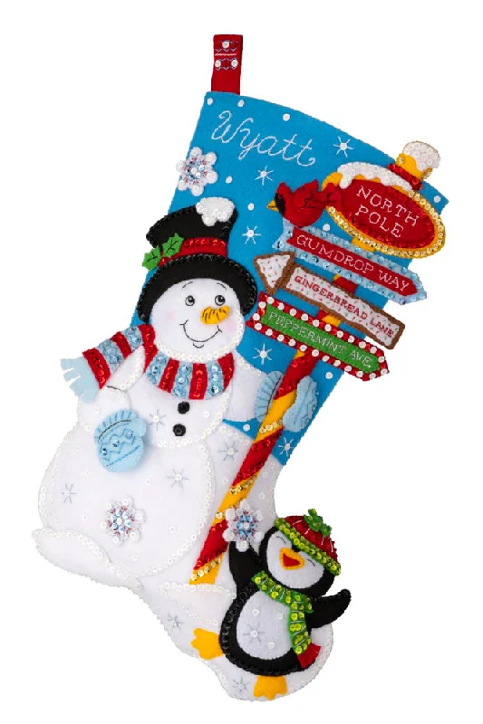 Destination North Pole Felt Stocking