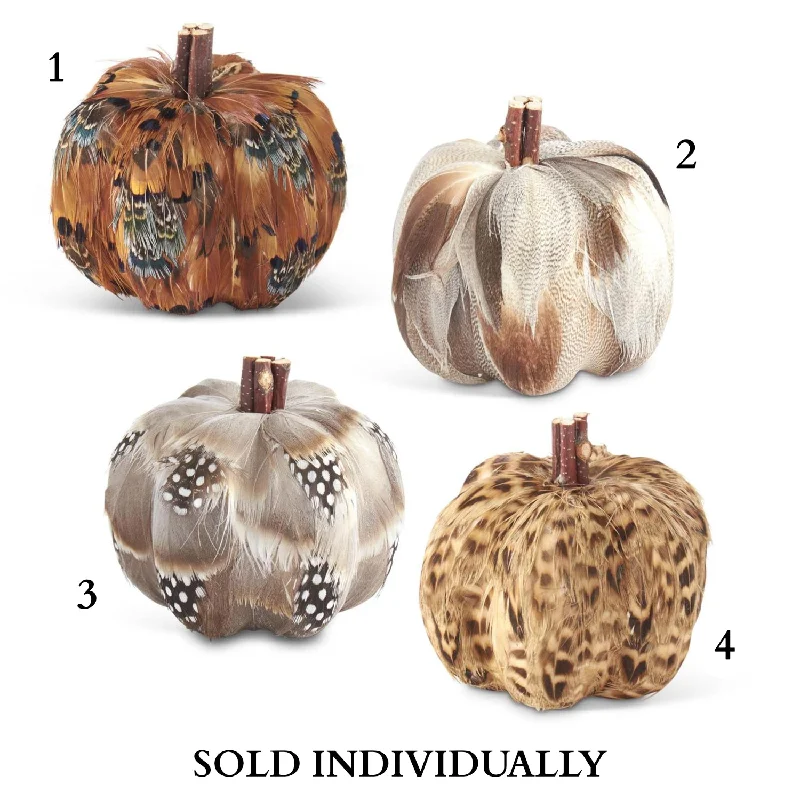 Feather Pumpkins, 3.25" (4 Styles - Sold individually)