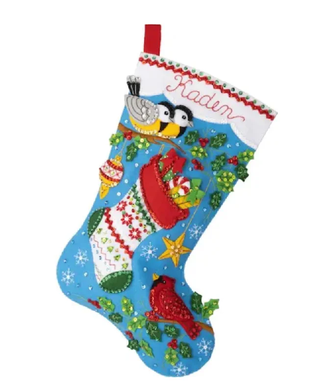 Festive Winter Birds Stocking