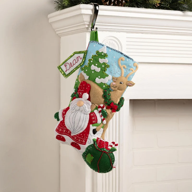 Gnome's Snowy Surprise Felt Stocking