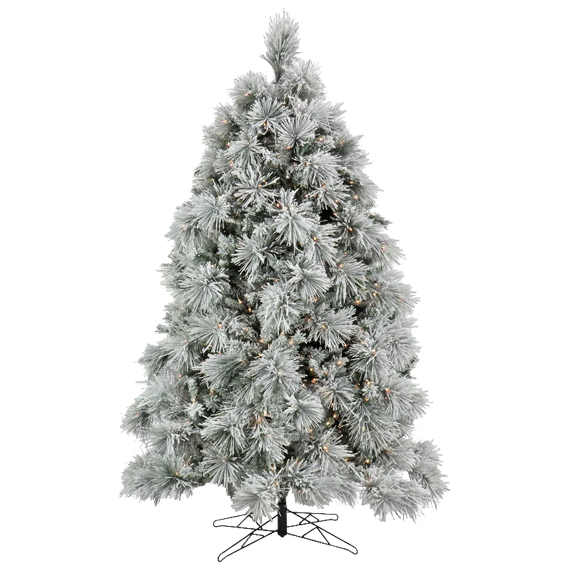 6.5 ft. Pre-Lit Flocked Bavarian Pine Tree