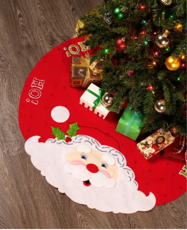 Holly Santa Felt Tree Skirt