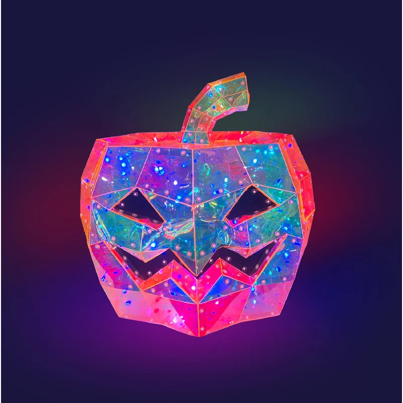 Prismatic Iridescent Halloween Jack o' Lantern Pumpkin (RGB)11.8"