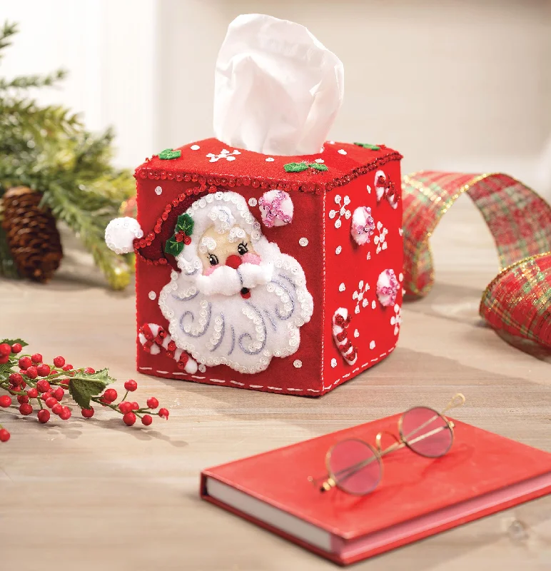 Jolly St. Nick Felt Tissue Box