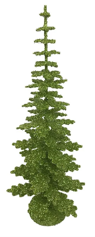 Large Tree, Light Green Glittered Tree Figurine by Ino Schaller