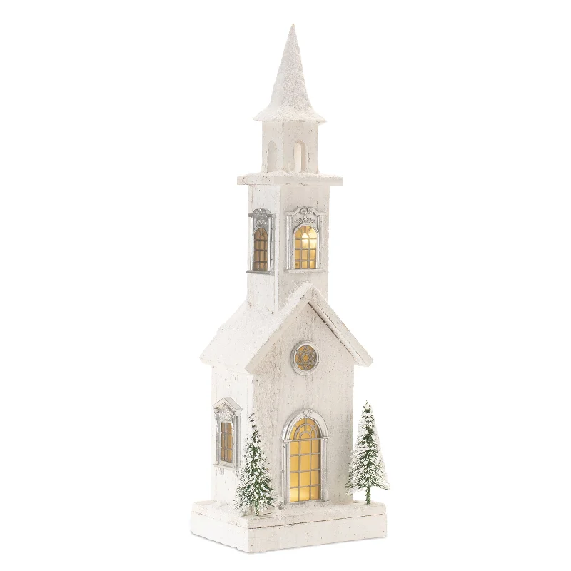 LED Church 8.5"L x 24"H Wood 3 AA Batteries Not Included/USB Cord Included