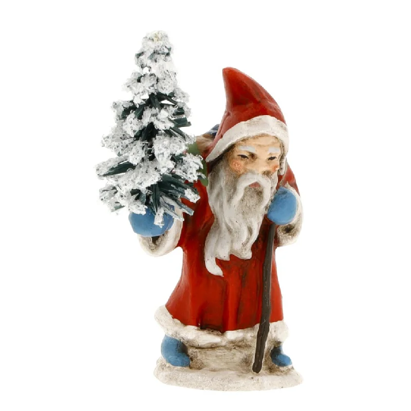 Miniature Walking Santa with Tree by Marolin Manufaktur