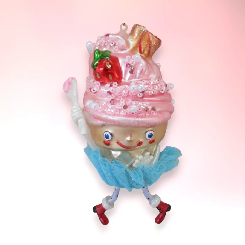 Ms Pink Cupcake w/Legs Ornament