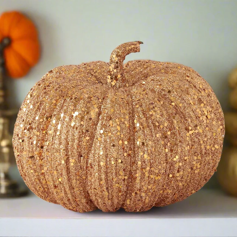 Orange Glitter & Sequin Pumpkin, 8"