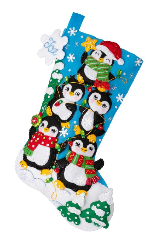 Penguin Tree Trimming Felt Stocking