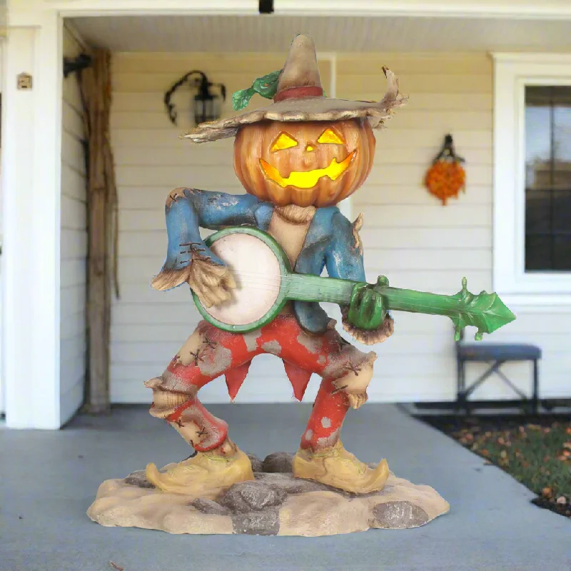 Pumpkin Scarecrow Playing Banjo