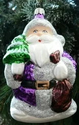 Purple Santa with Sack and Tree Ornament by Old German Christmas