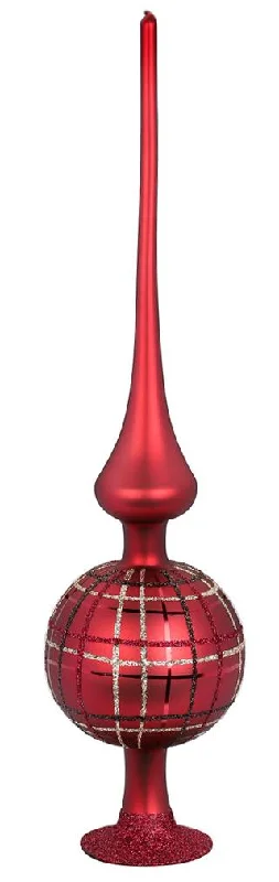 Grand Check Tree Topper, red, 13" by Inge Glas of Germany