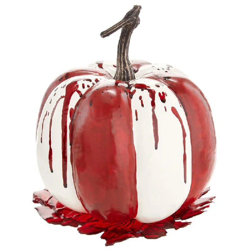 Red & White Pumpkin, 7.5"H x 6.25"D