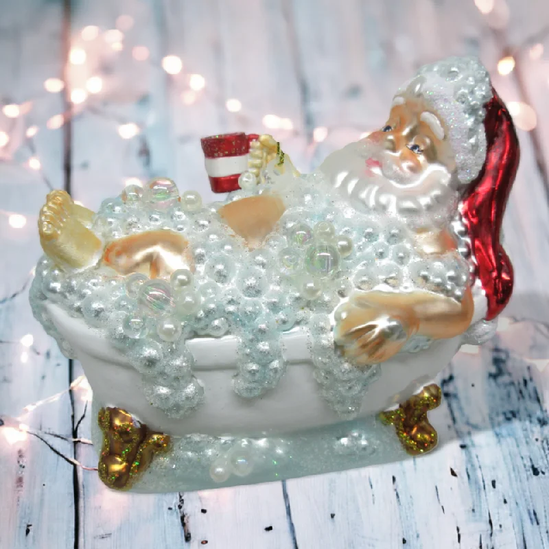 Santa in Bathtub Ornament