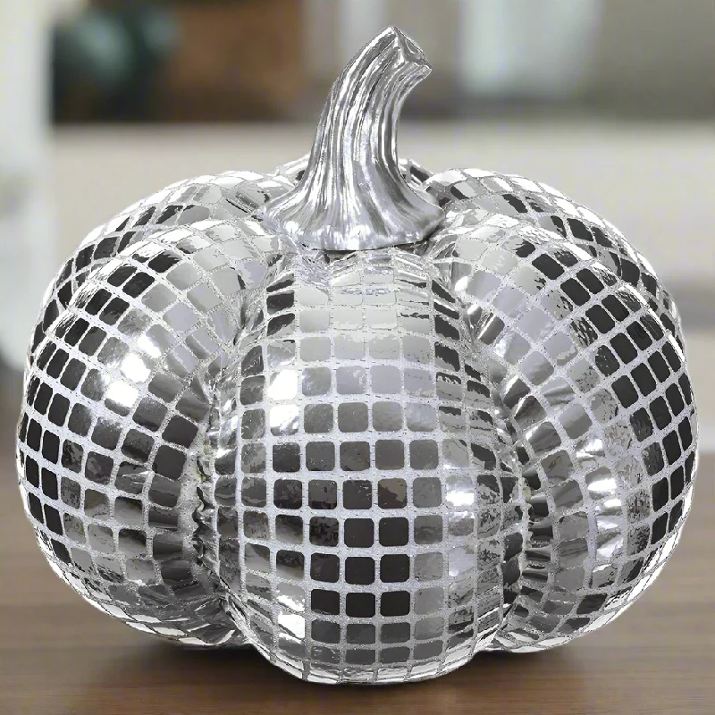 Silver Pumpkin, 6"H X 7"D