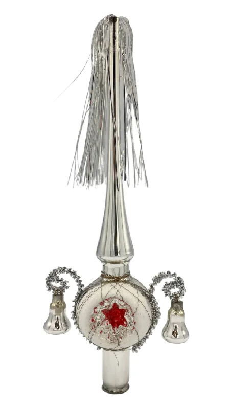 Silver reflector spire, wire, tinsel, and Tree topper by Inge Glas of Germany