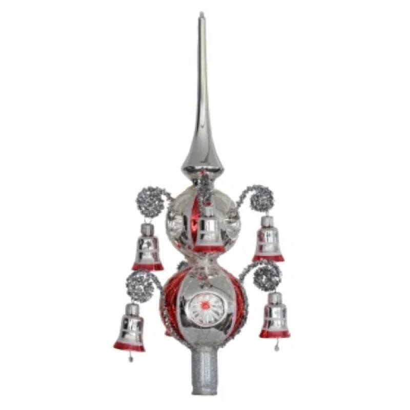 Silver, Six Indents with Twelve Bells Tree Topper by Glas Bartholmes