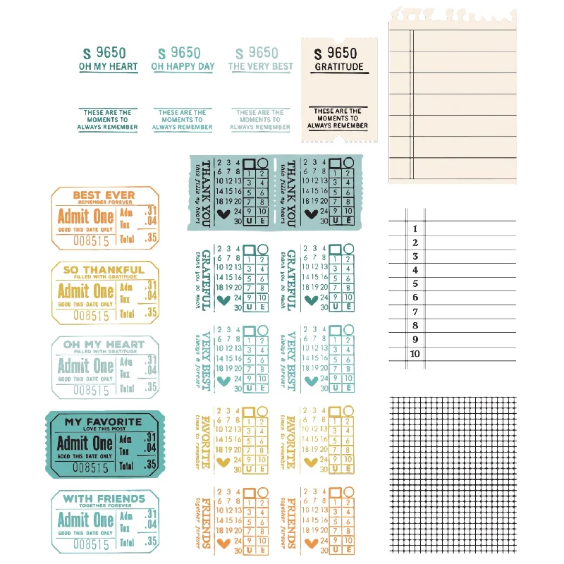 Sizzix A5 Clear Stamps 17PK w/4PK Framelits Die - Forever Journal Essentials by 49 and Market