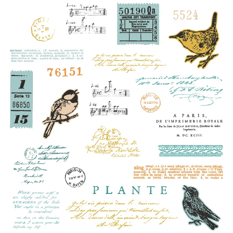 Sizzix A5 Clear Stamps 23PK w/5PK Framelits Die - Bird Song by 49 and Market