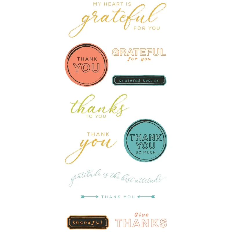 Sizzix Clear Stamps 11PK w/4PK Framelits Die - Thankful Sentiments by 49 and Market