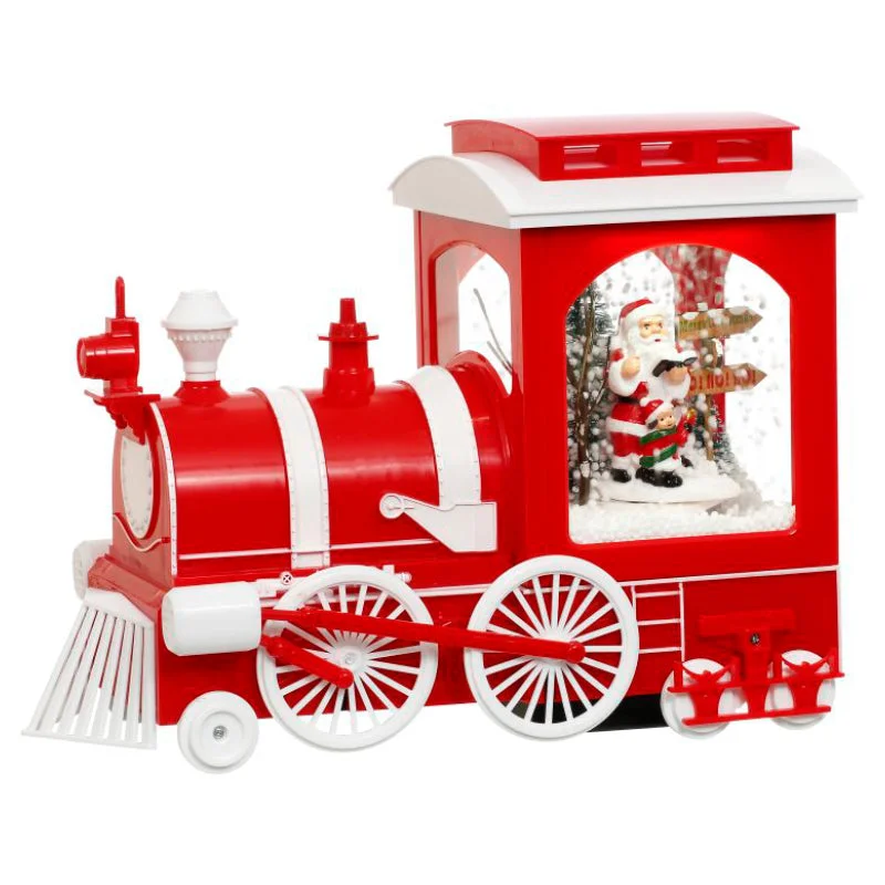 Snowing Train with Santa, 12" x 6"