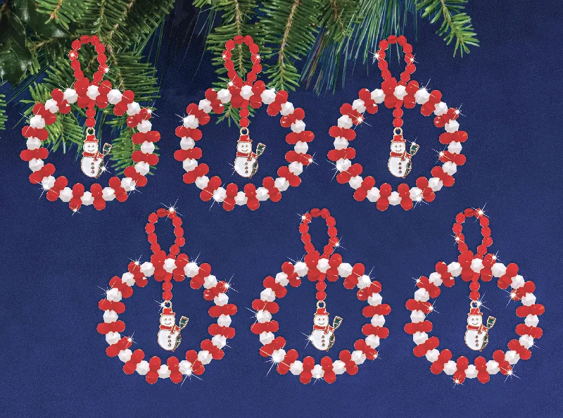 Snowman Wreath Beaded Ornaments