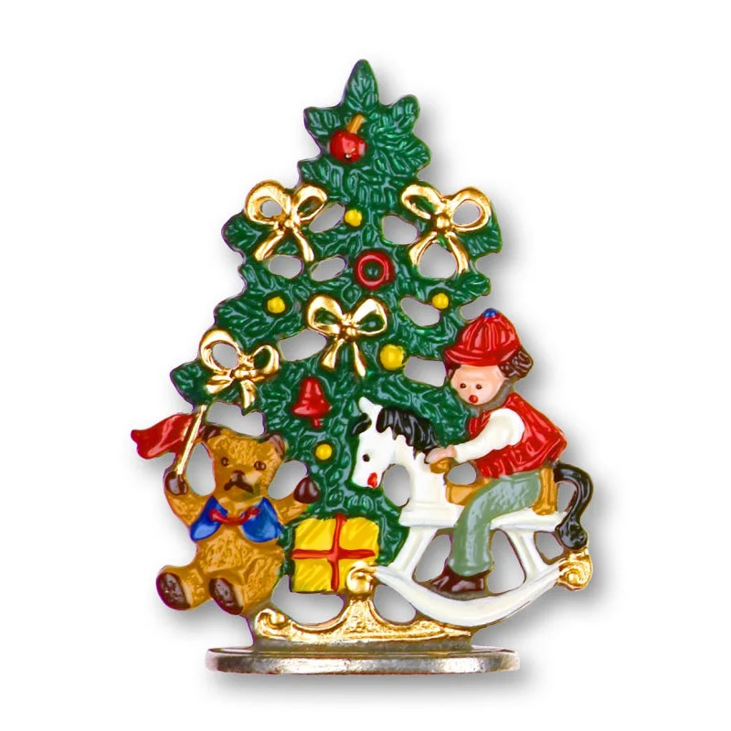 Standing Christmas Tree with Rocking Horse by Kuehn Pewter