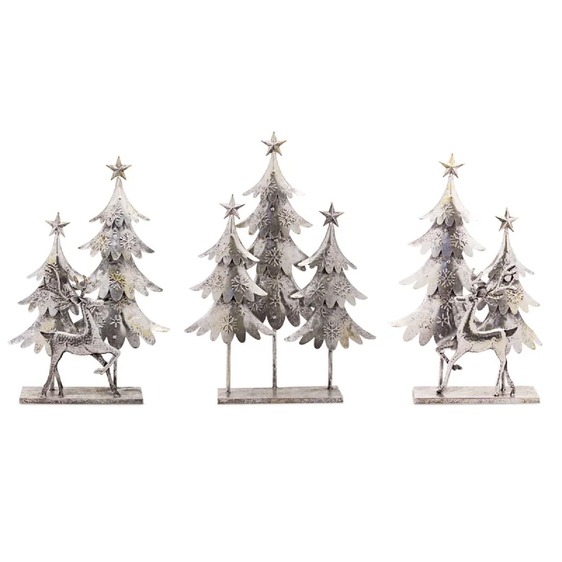 Tree and Deer (Set of 3) 15.5"L x 23.5"H, 15.25"L x 25.5"H Metal