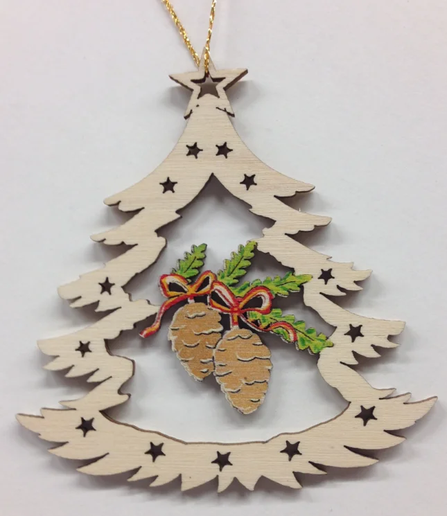 Tree with Pinecone Wood Ornament by  Wandera GmbH