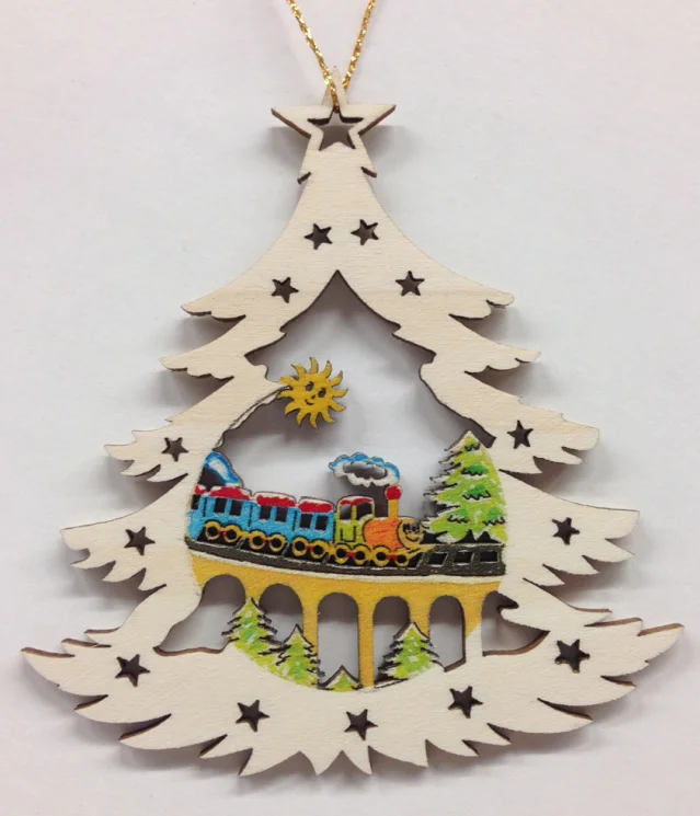 Tree with Train Wood Ornament by  Wandera GmbH