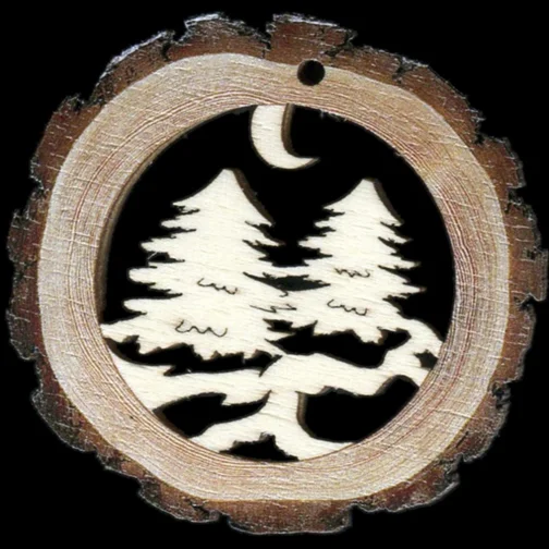 Trees and Moon Wood Ornament by  Wandera GmbH