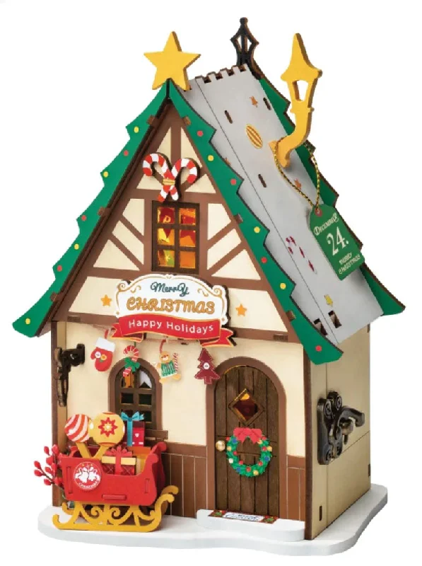 Twinkling Christmas House Wooden Mechanical Model