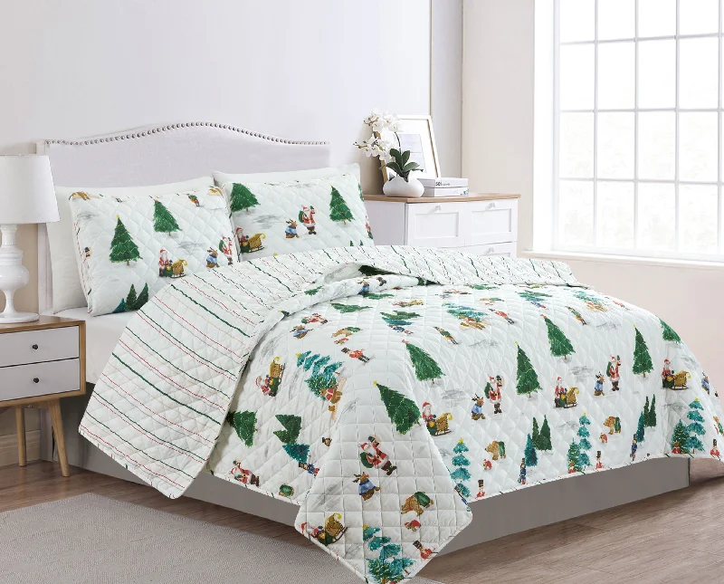 Watercolor Santa & Friends (Mittens) Quilt Set